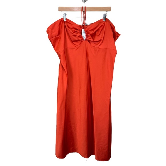 NWT Abercrombie & Fitch Satin Slip Midi Halter Dress - Picture 2 of 7